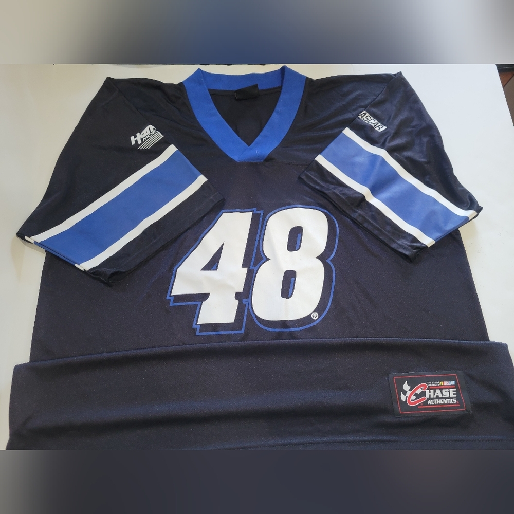 Jimmie Johnson #48 NASCAR Chase Authentics Black Blue White Jersey Size 3XL